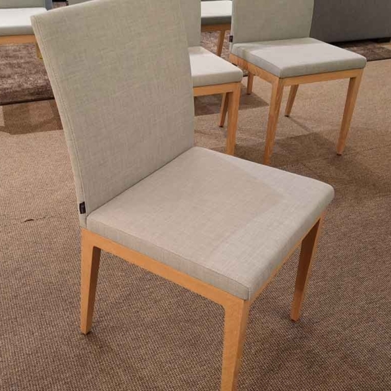 BACHER Stuhlgruppe (4 Stühle) Zico Eiche weiß/Stoff gletschergrün