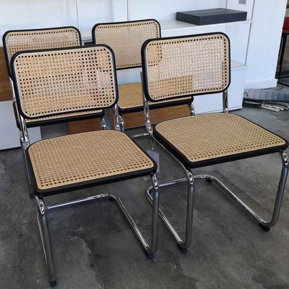 THONET Stuhlgruppe ( 4 Stühle)  S 32 V Rohrgeflecht natur mit Netzverstärkung