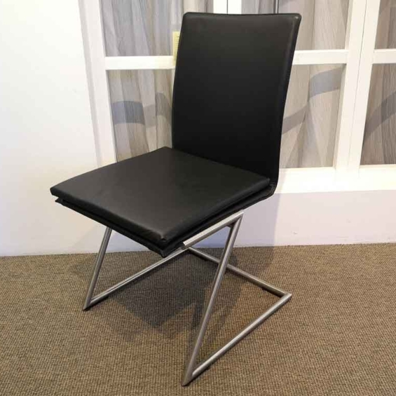 SCHOLTISSEK Stuhl Freischwinger Zett Wohnambiente Leder schwarz Edelstahl