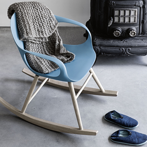 KRISTALIA Schaukelsessel Elephant chair Sitzschale Leder beige Schaukelgestell buche