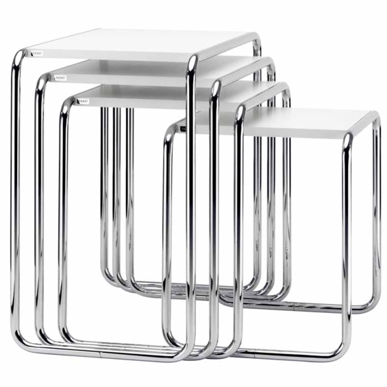 THONET Viersatztisch B9 Chrom/weiß