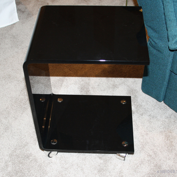 Beistelltisch mit Rollen Acryl schwarz