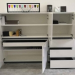 INTERLÜBKE Highboard cube bold Lack weiß Hochanrichte