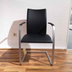 TONON Armlehnstuhl Swing Leder schwarz Chrom matt