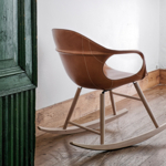 KRISTALIA Schaukelsessel Elephant chair Sitzschale Leder beige Schaukelgestell buche