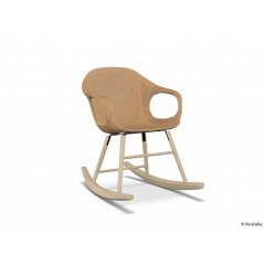 Kristalia-KRISTALIA Schaukelsessel Elephant chair Sitzschale Leder beige Schaukelgestell buche-31
