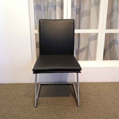 SCHOLTISSEK Stuhlgruppe (3 Stühle) Freischwinger Zett Wohnambiente Leder schwarz Edelstahl