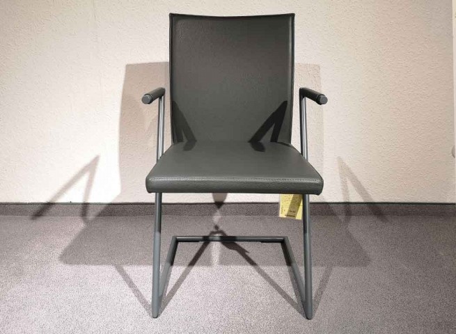 SCHOLTISSEK Stuhlgruppe (2 Armlehnstühle) Zett Leder grau