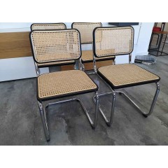 Thonet-THONET Stuhlgruppe ( 4 Stühle) S 32 V Rohrgeflecht natur mit Netzverstärkung-04
