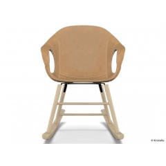 Kristalia-KRISTALIA Schaukelsessel Elephant chair Sitzschale Leder beige Schaukelgestell buche-01